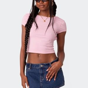 Edikted Pink Bambi Open Back T Shirt